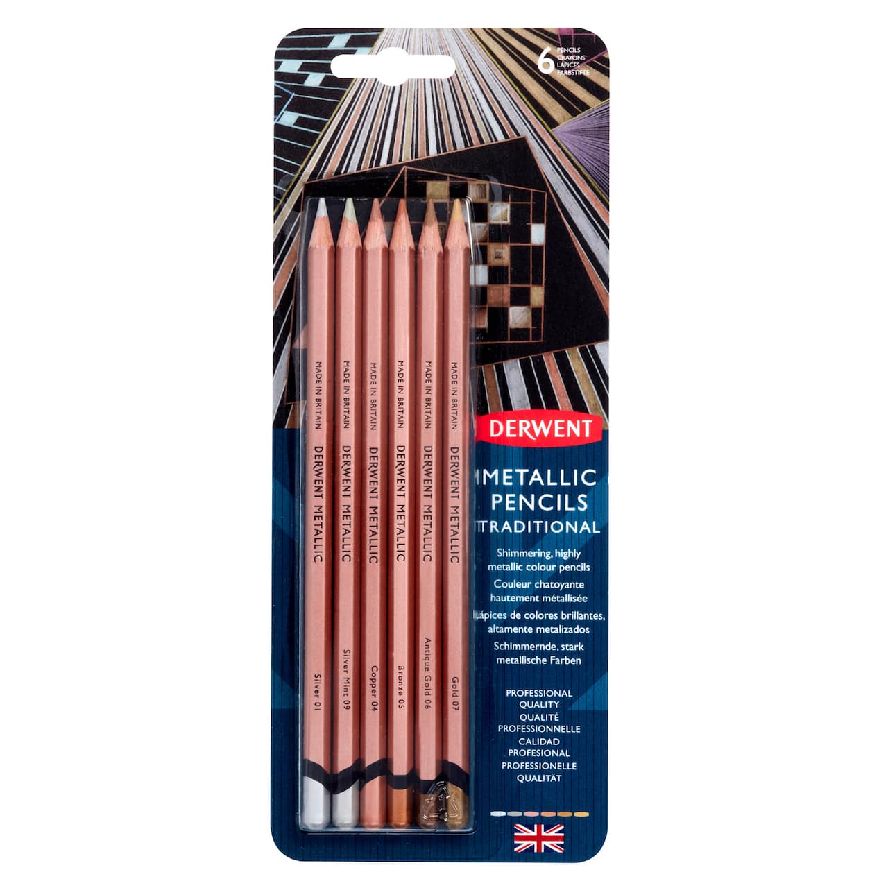 Derwent Traditional Metallic Pencil 6 Color Set